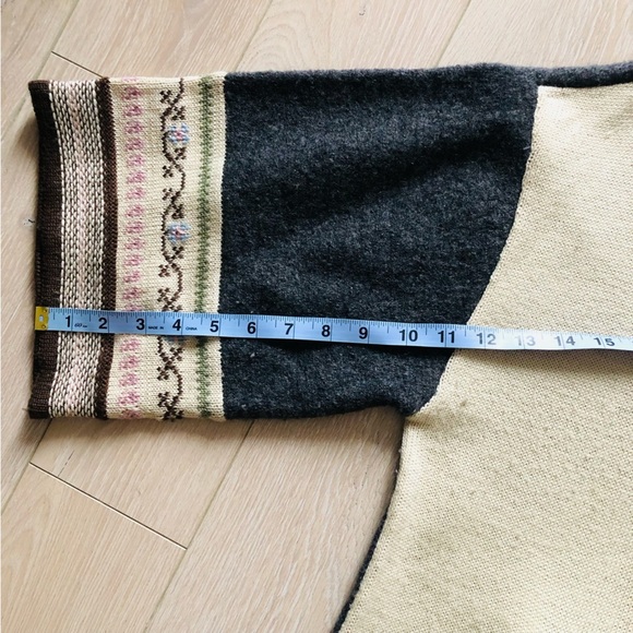 Tribal Wool Blend Jacquard Knitted Jacket in Grey & Cream Size L - Picture 5 of 15